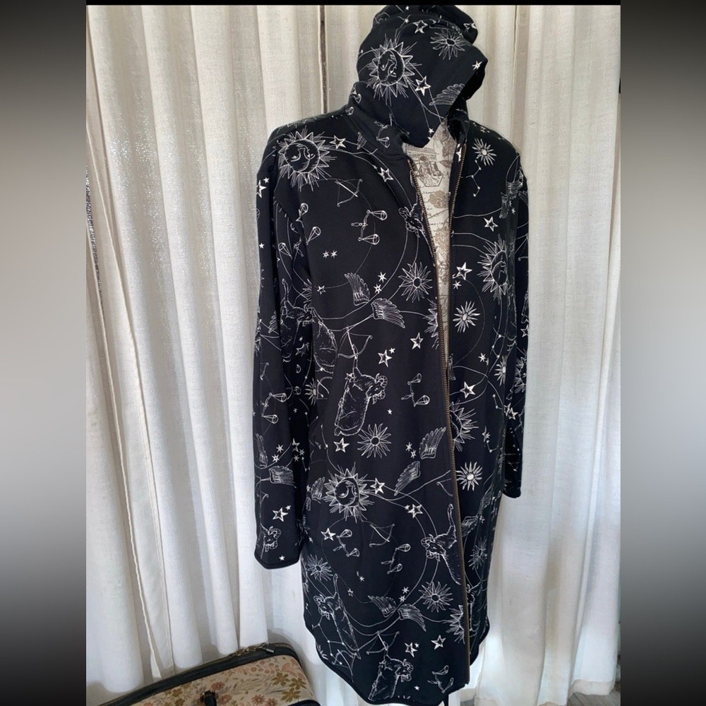 Johnny Was Bijou Astrological Sign Long Hoodie Coat in black - Picture 3 of 8